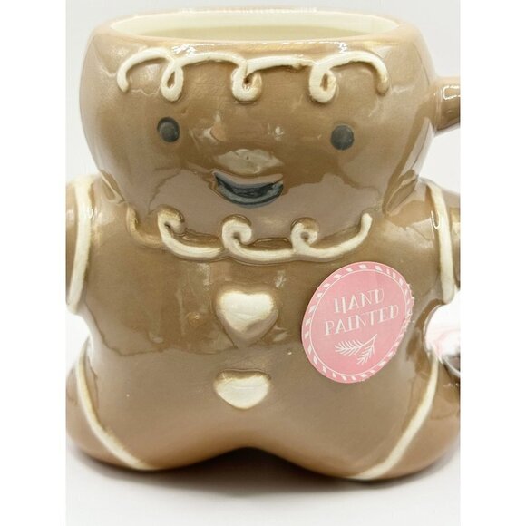 Christmas White Brown Gingerbread Man Figural Mug Cup [Rare VHTF] - Picture 5 of 8